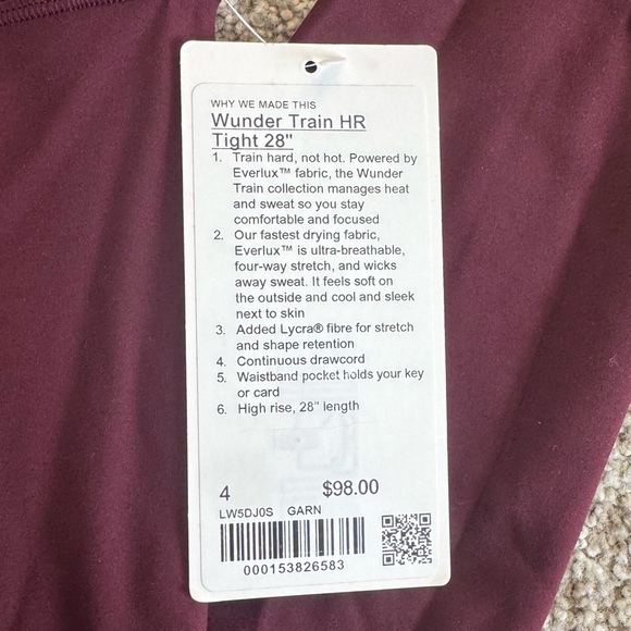 Lululemon Burgundy Leggings - Picture 2 of 3